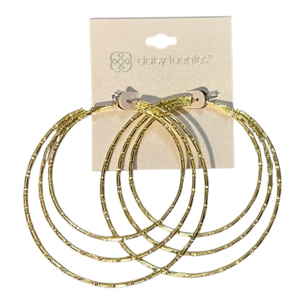 Daisy Fuentes Gold Triple Hoop Earrings